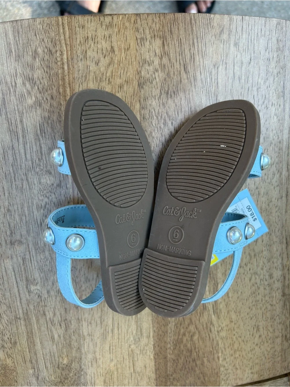 Toddler Girl Blue Pearl-Detail Sandals